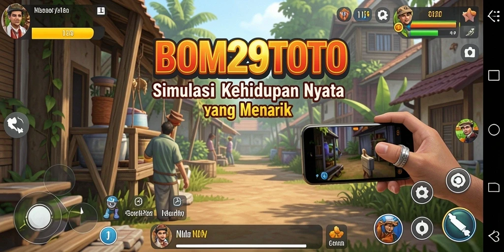 Screenshot gameplay BOM29TOTO menampilkan karakter yang sedang berinteraksi dengan lingkungan.