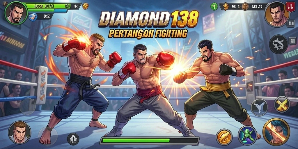 Screenshot DIAMOND138 menampilkan pertarungan dinamis dan karakter menarik.