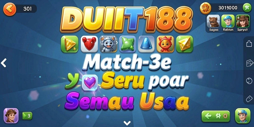 Tangkapan layar gameplay seru Match-3 di DUIT188.