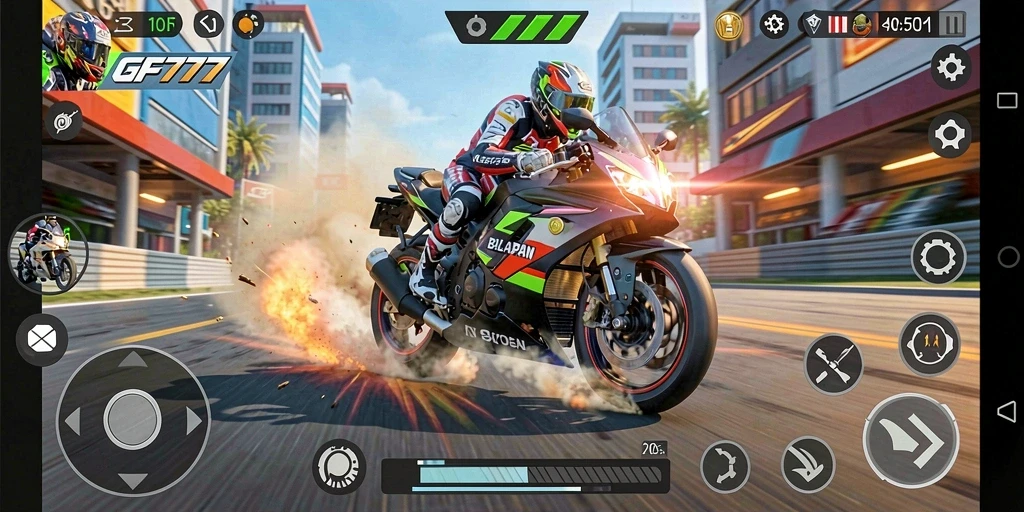 Tampilan aksi balapan motor yang memukau di GF777.
