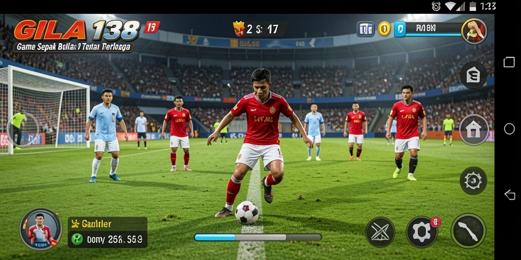 Tampilan screenshot GILA138 menampilkan aksi seru dan gameplay sepak bola.