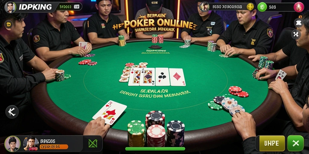 Tampilan gameplay Poker yang mendebarkan di IDPKING.