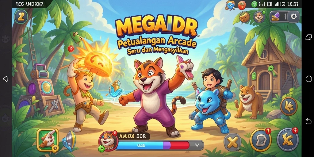 Tampilan gameplay seru MEGAIDR yang penuh tantangan dan warna.