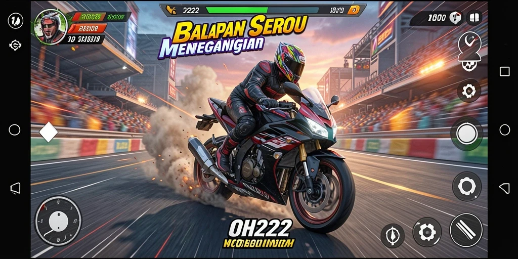 Gameplay balapan motor yang mendebarkan di OH222.