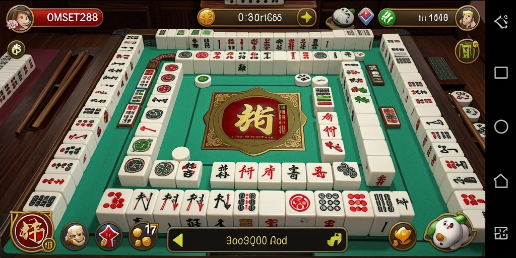 Tangkapan layar OMSET288 menampilkan momen permainan Mahjong yang mendebarkan.