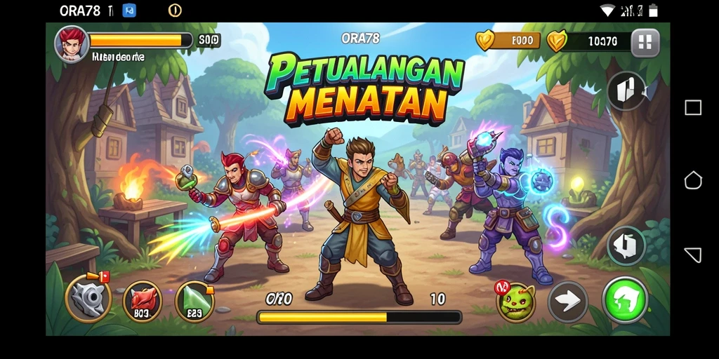 Tangkapan layar gameplay ORA78 yang penuh aksi arcade.