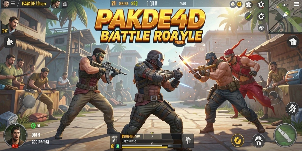Screenshot dari gameplay Battle Royale yang intens dan mendebarkan.