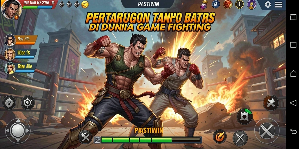 Tampilan gameplay PASTIWIN dengan karakter dan aksi pertarungan yang dinamis.