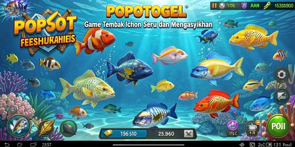 Screenshot yang menampilkan momen menangkan ikan di POPOTOGEL.