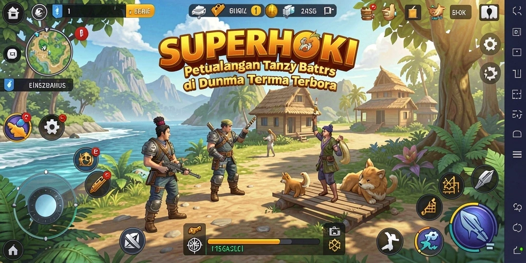 Tangkapan layar gameplay SUPERHOKI menampilkan petualangan seru di dunia terbuka.