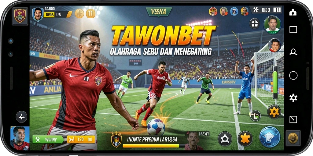 Tampilan gameplay dinamis dari TAWONBET menunjukkan serunya taruhan olahraga.