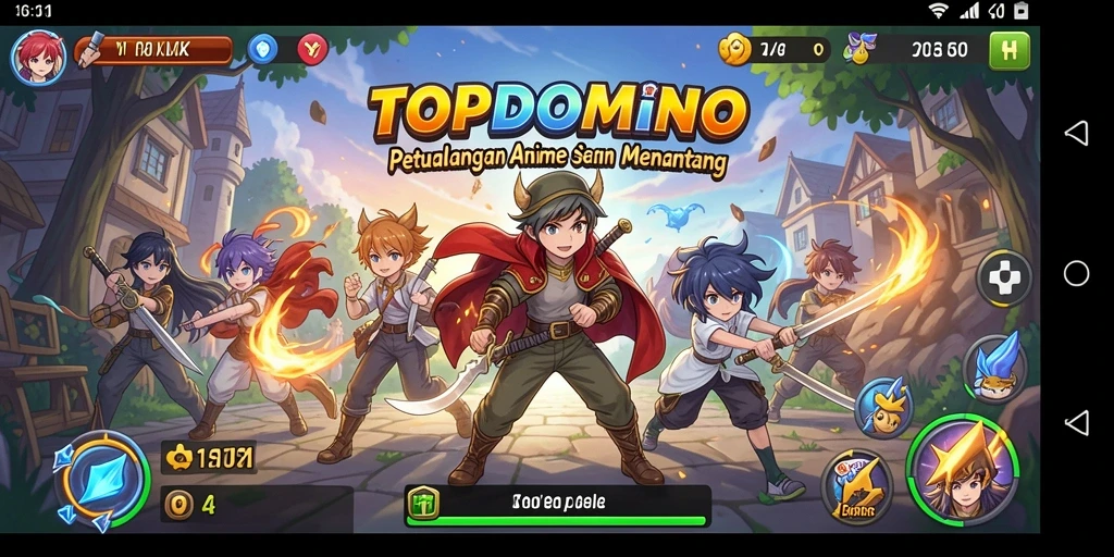 Screenshot gameplay TOPDOMINO menampilkan aksi mendebarkan dalam dunia Anime.